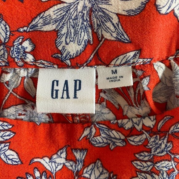 GAP red floral square neck blouse Womens Medium boho festival lightweight - Picture 7 of 7